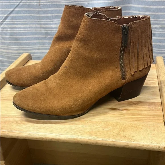 Fringe Suede Ankle Boots - Brown - Picture 1 of 6